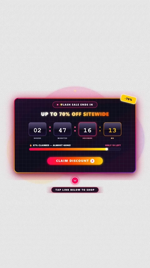 Vertical Sale Countdown Card Overlay with ticking digits, an urgency bar and a 스톡 동영상 346125226