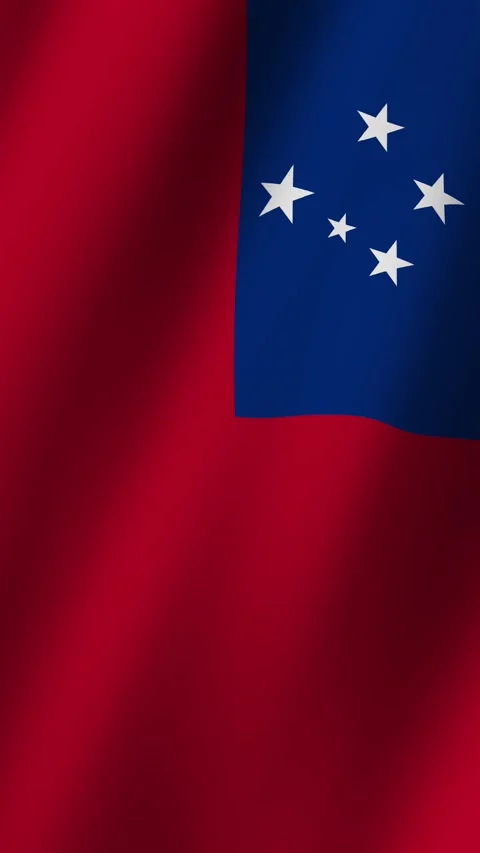 Vertical Samoa Flag footage video waving in wind, Vertical Flag of Samoa wav Stock-Footage 282037258
