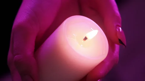 Vertical scented candle aroma therapy woman hands Stock Footage 255183885
