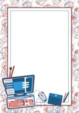 Vertical school design with different elements drawn by hand.Sketch form with an Stock Illustration