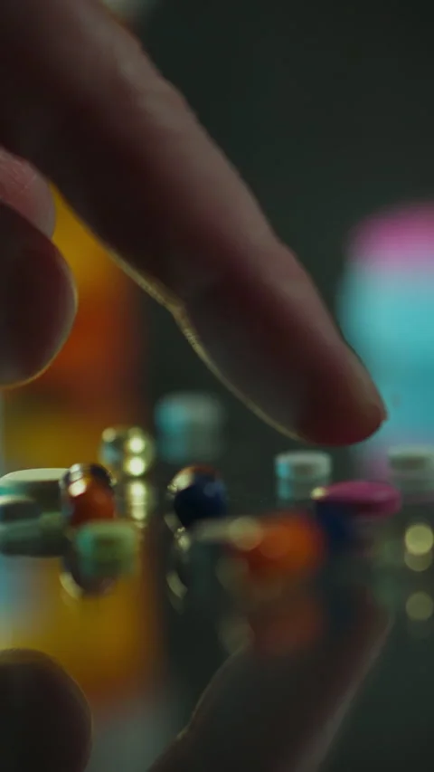 Vertical screen. The addict selects the drugs and determines the appropriate Stock Footage 281728889