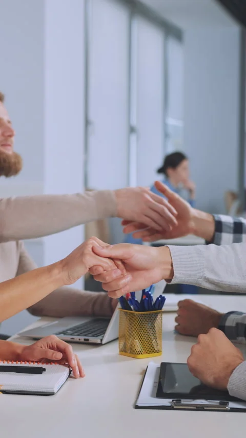 Vertical screen: Agreement During Office Meeting Stock Footage 288436627