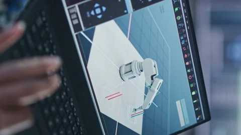 Vertical Screen Black Developer Uses Laptop For Programming Stock Footage 182952311