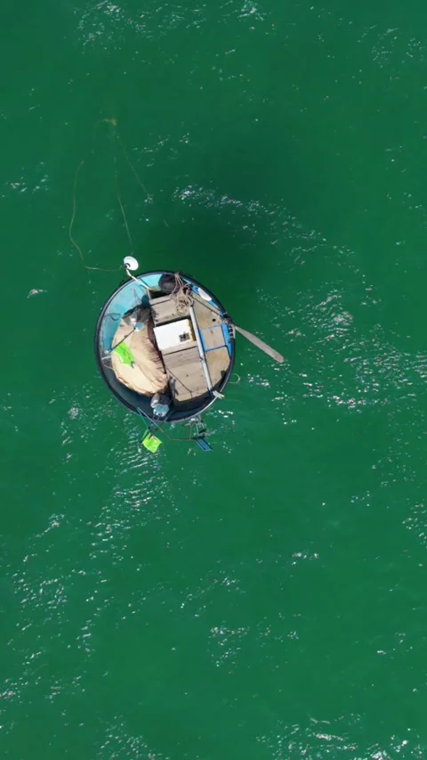 Vertical screen Boats Ripple Waves. Drone Captures Scene Of Boat Moving And Stock Footage 342921435