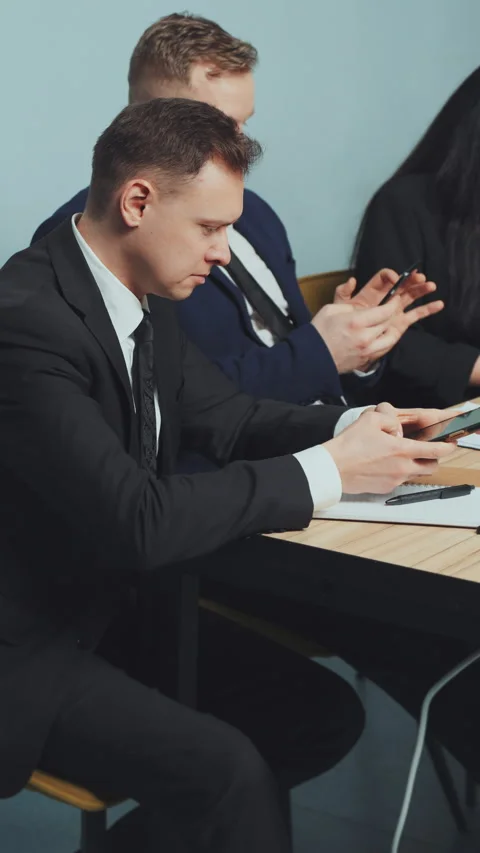 Vertical screen: Break time during business meeting Stock Footage 282582623