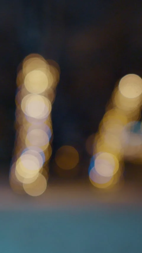 Vertical Screen Christmas lights, shimmering abstract golden warm circles Stock Footage 314783249