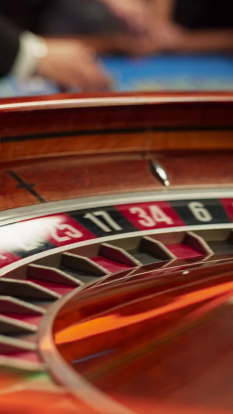 Vertical Screen Close Up Roulette in Casino Stock Footage 260770732