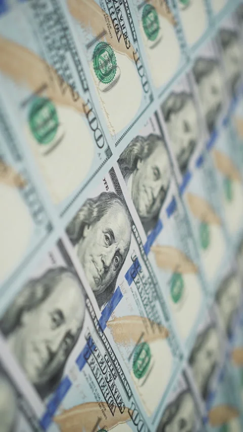 Vertical screen: Close-up of Spinning Money Stock Footage 281225503