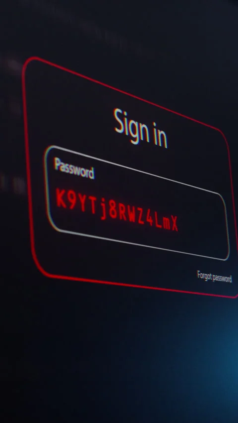 Vertical Screen Computer Screen with Password Hacking Software Stock Footage 318966354