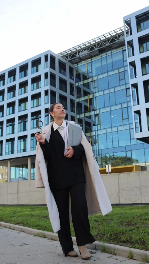 Vertical screen confident professional walking Stock Footage 325453723