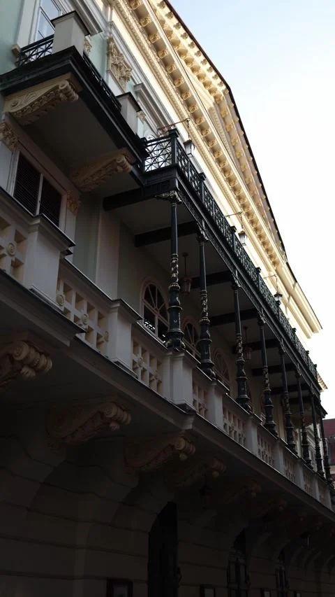 Vertical screen: Elegant historic building with detailed architectural elements  Stock Footage 305295335