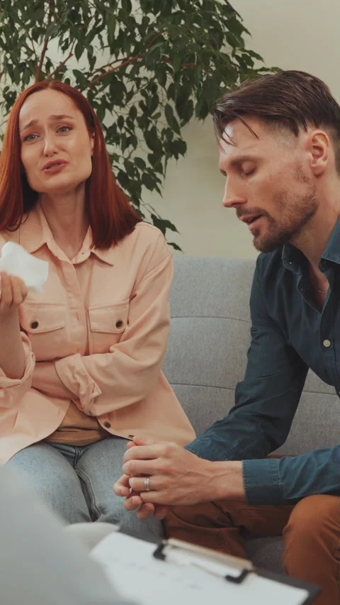 Vertical Screen: Emotional Release in Therapy Session Stock Footage 271328233