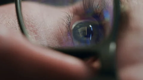 Vertical Screen Eye of person in Glasses Stock Footage 160363871