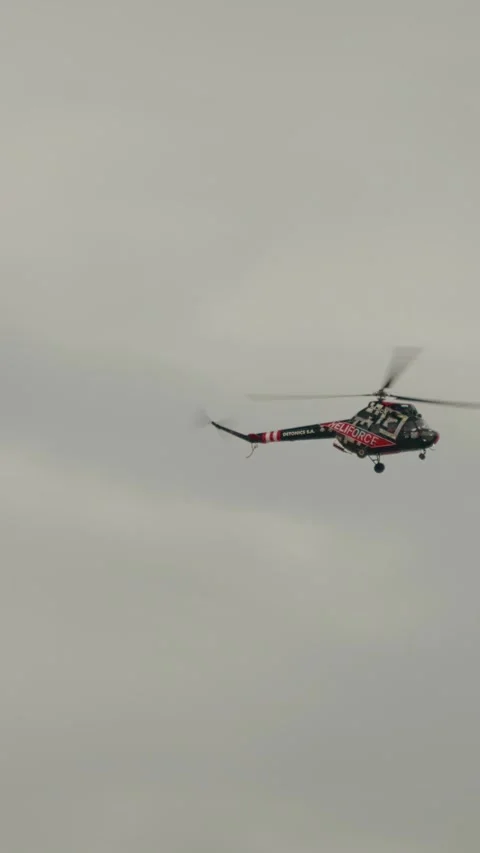 Vertical Screen HeliForce MI-2 helicopter is going backwards. Stock Footage 303507589