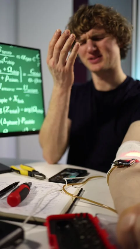 Vertical screen home bio chip experiment Stock Footage 323270588