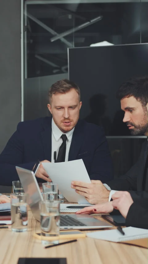 Vertical Screen: Intense Corporate Strategy Session Stock Footage 280472962