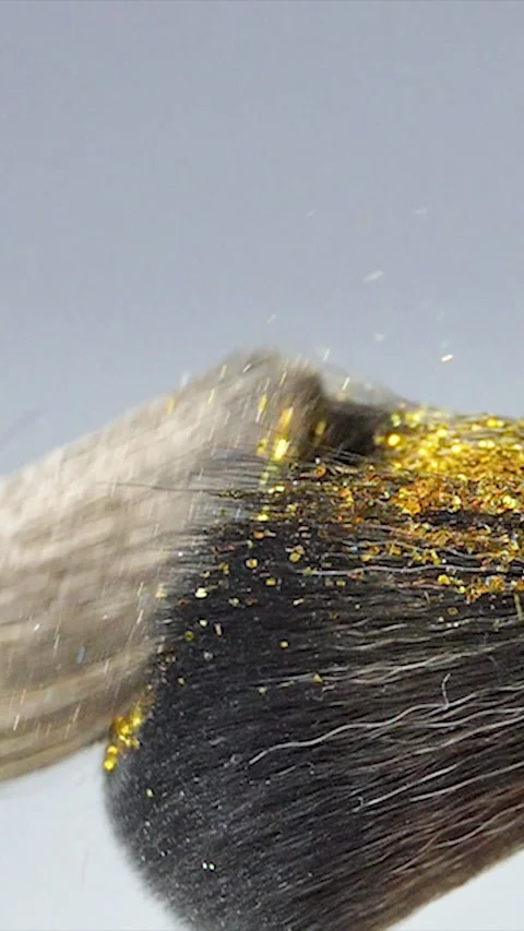 Vertical Screen: makeup brushes touch each other on a white background and small Stock Footage 229966402