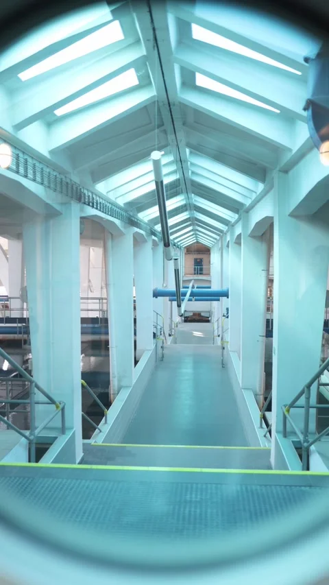 Vertical screen: Modern water supply facility that provides clean water to the e Stock Footage 304884026