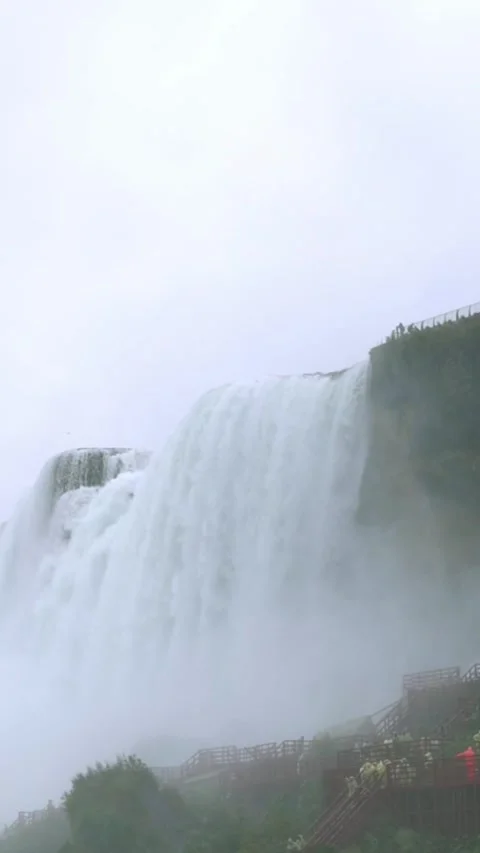 Vertical screen Niagara Falls with Viewing Platform breathtaking view of Niagara Видео 296796550