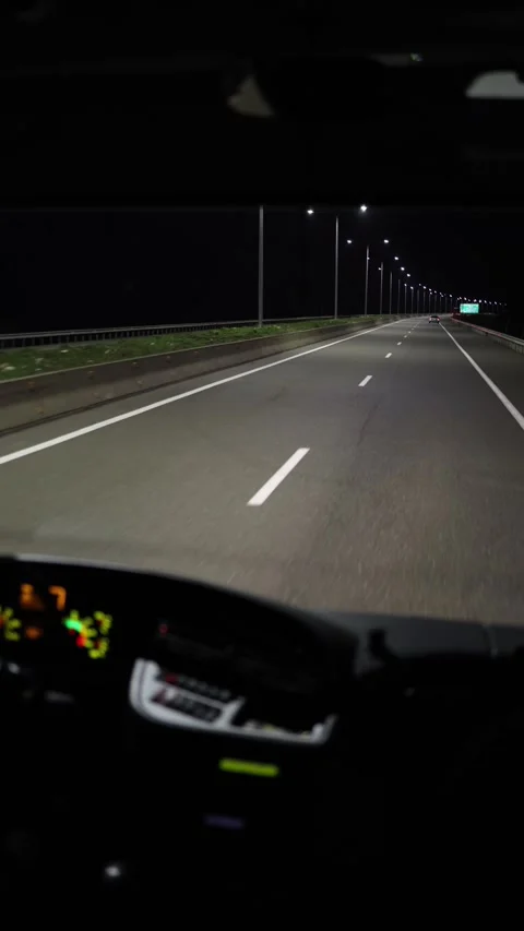 Vertical screen night highway view Stock Footage 331199688