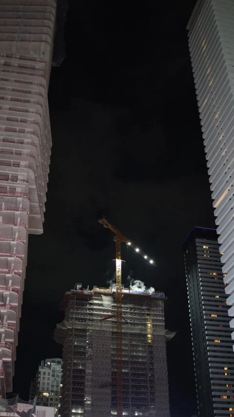 Vertical screen nonstop construction crane Stock Footage 331199663