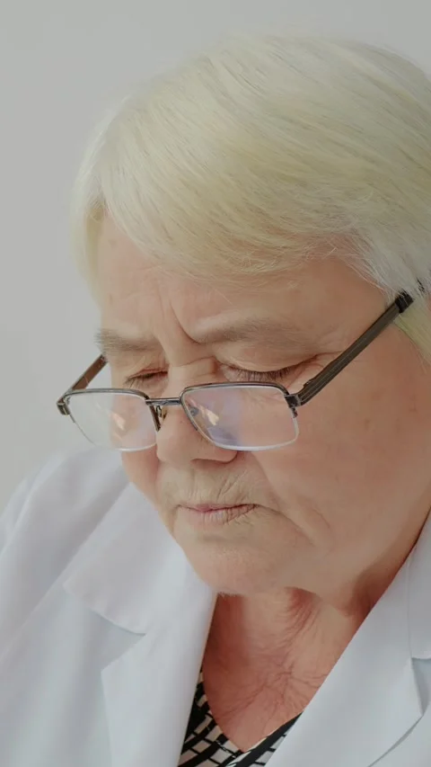 Vertical Screen Nurse in charge working on computer at workplace. Video stock 299991328