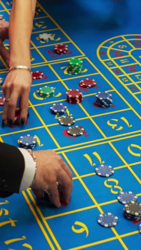 Vertical Screen People Putting Bets in Casino Stock Footage 260770772