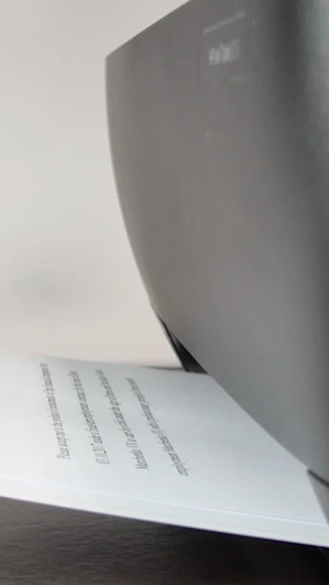 Vertical Screen: Printer In Action. Paper sheet being printed. Detail shot of Stock Footage 230166439