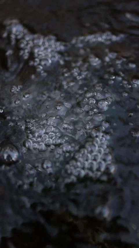 Vertical screen pure water nature clean H2O closeup fresh bubbles natural spring Stock Footage 306007454