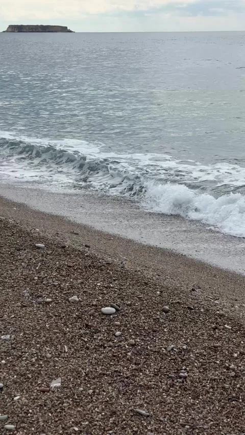 Vertical Screen: sandy beach in winter time . Shot for Social Media Stock Footage 301507641