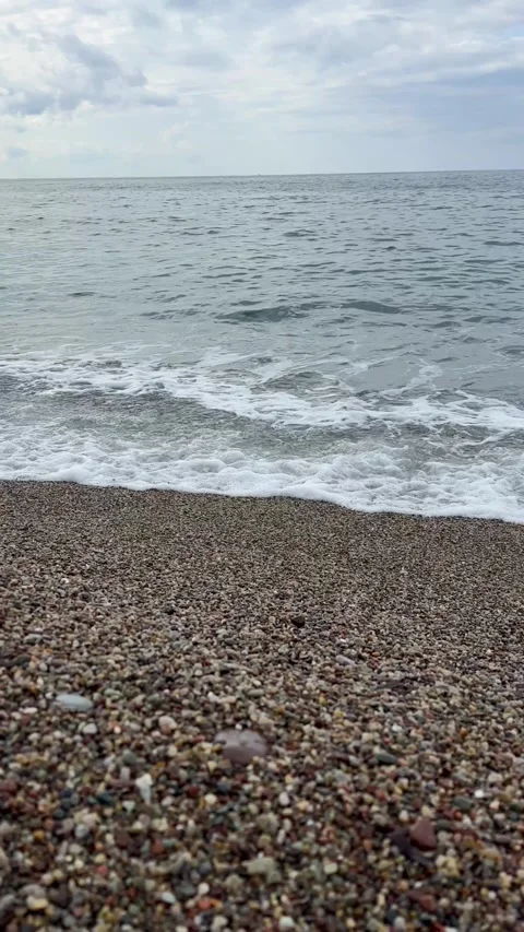 Vertical Screen: sandy beach in winter time . Shot for Social Media Stock Footage 301507695