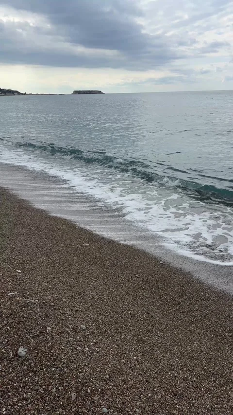 Vertical Screen: sandy beach in winter time . Shot for Social Media Stock Footage 301507704