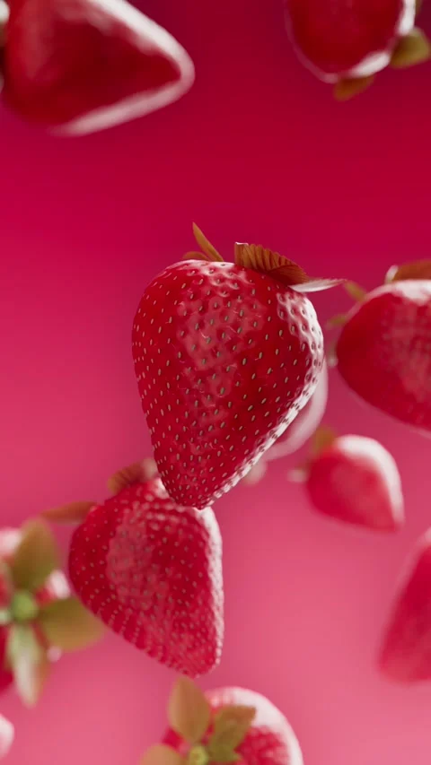 Vertical screen strawberry dynamic background loop Stock Footage 321674233