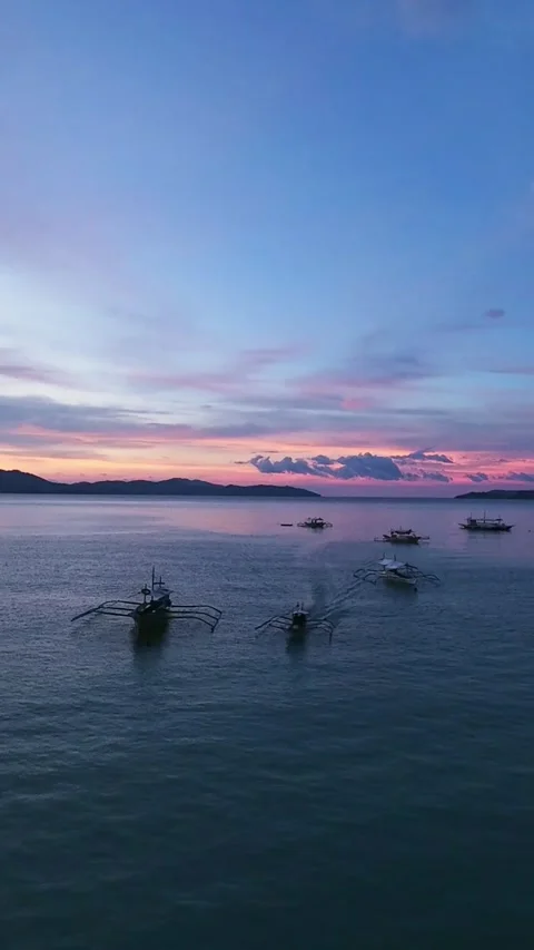Vertical screen sunset view of Port Barton beach, Philippines Vidéo 319672796