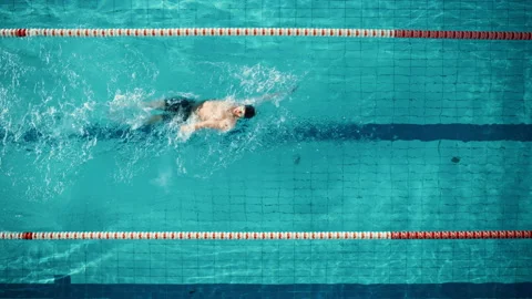 Vertical Screen Swimmer in Pool Stock Footage 156561058