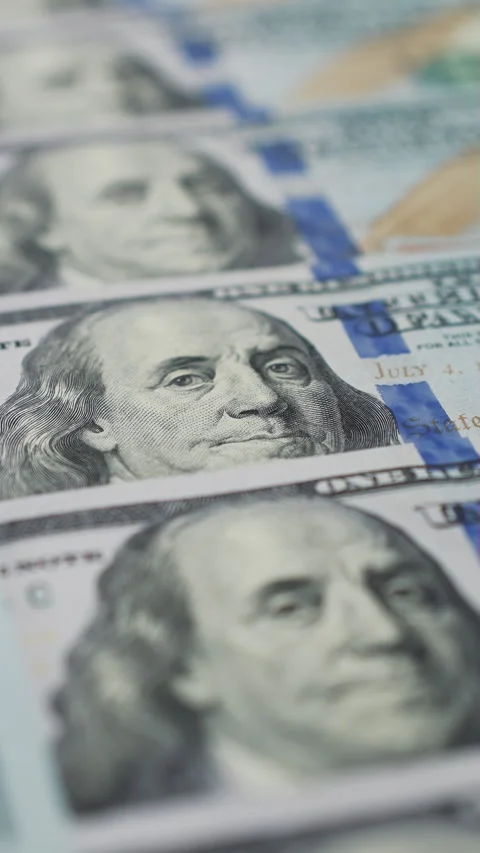 Vertical screen: Swirling Cash Dance of Hundred Dollar Bills Stock Footage 276844174