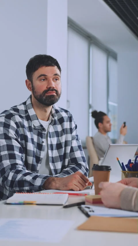 Vertical screen: Team Members Shaking Hands After Successful Meeting Stock Footage 279154227