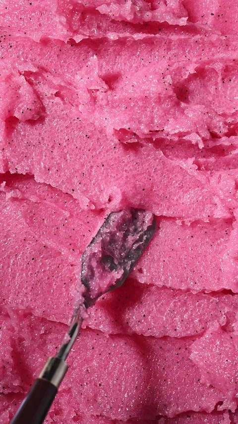 Vertical Screen: Texture of pink strawberry scrub. Video stock 310736096