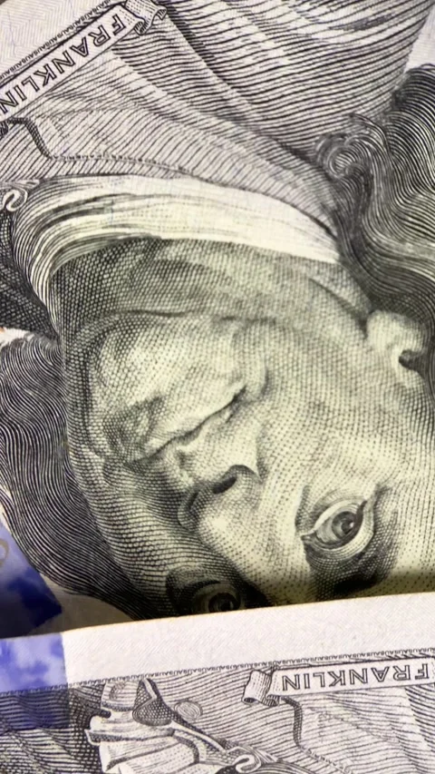 Vertical screen: US American Dollar Bills Money Camera flying Close up over Stock Footage 236034125