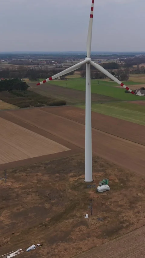 Vertical screen Using Drones For Detailed Inspection Of Wind Energy Systems Stock Footage 339999351