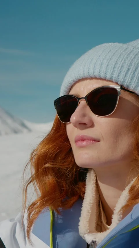 Vertical Screen woman deep in thoughts getting energy from the sun Stock Footage 299996012