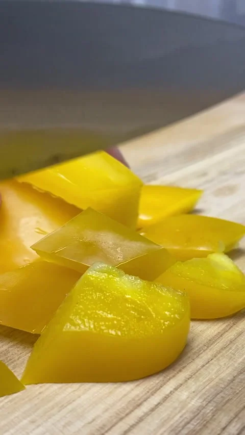 Vertical screen: Woman's hands cutting yellow sweet pepper Stock Footage 238768665