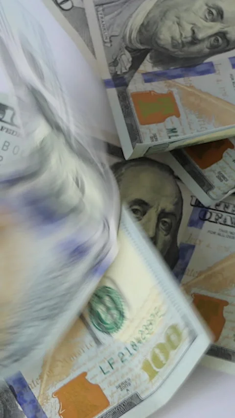 Vertical Screen: World economic crisis. A woman counts money. Bribe. Dirty money Stock Footage 232255482