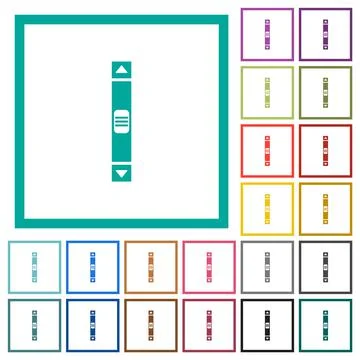 Vertical scroll bar flat color icons with quadrant frames Stock Illustration