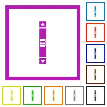 Vertical scroll bar flat framed icons Stock Illustration