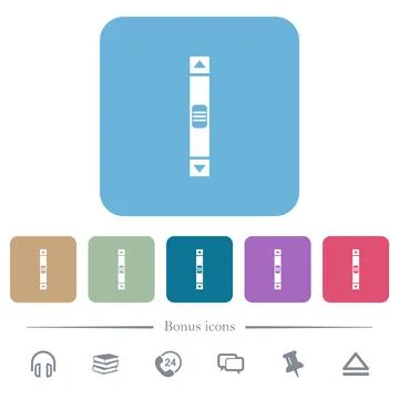 Vertical scroll bar flat icons on color rounded square backgrounds Stockillustratie