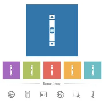 Vertical scroll bar flat white icons in square backgrounds Stockillustratie
