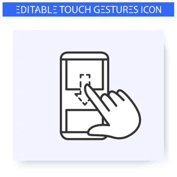Vertical scroll down hand gesture line icon 스톡 일러스트