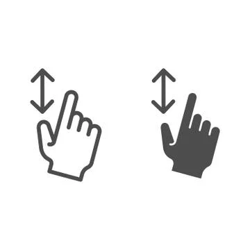 Vertical scroll line and glyph icon. Resize in height vector illustration Illustrazione stock