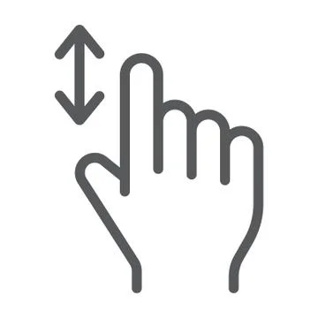 Vertical scroll line icon, finger and gesture, hand sign, vector graphics, a Stock Illustration